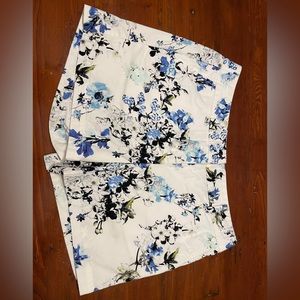 ANN TAYLOR Loft Size 4 Cozy Soft Mid-Rise Cotton Shorts Blue Floral